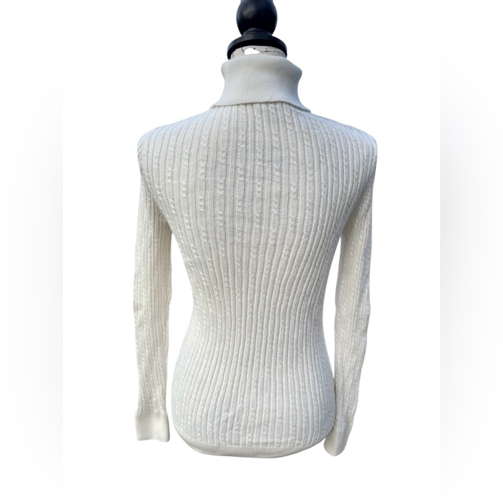 Talbots Cream Cable Knit Turtleneck Sweater Women’s Medium - Picture 3 of 8